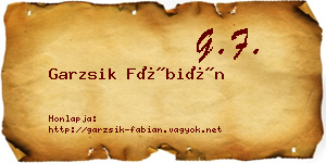 Garzsik Fábián névjegykártya